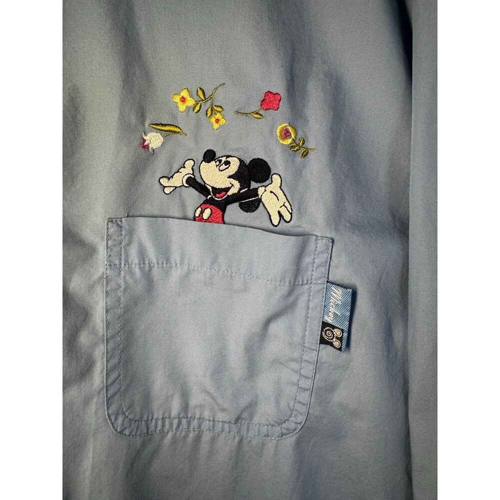 Vintage Mickey Unlimited Blue Embroidered Button Down Shirt Plus Size 26W 28W